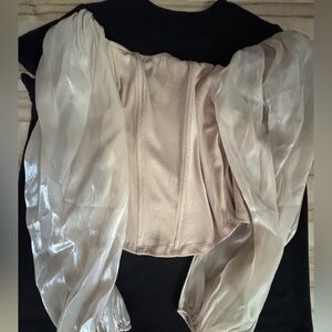 ODDY Cream and Tan Textured Top